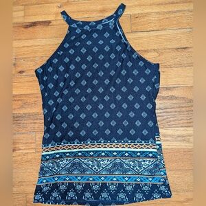 Navy Blue Patterned Tank Top!